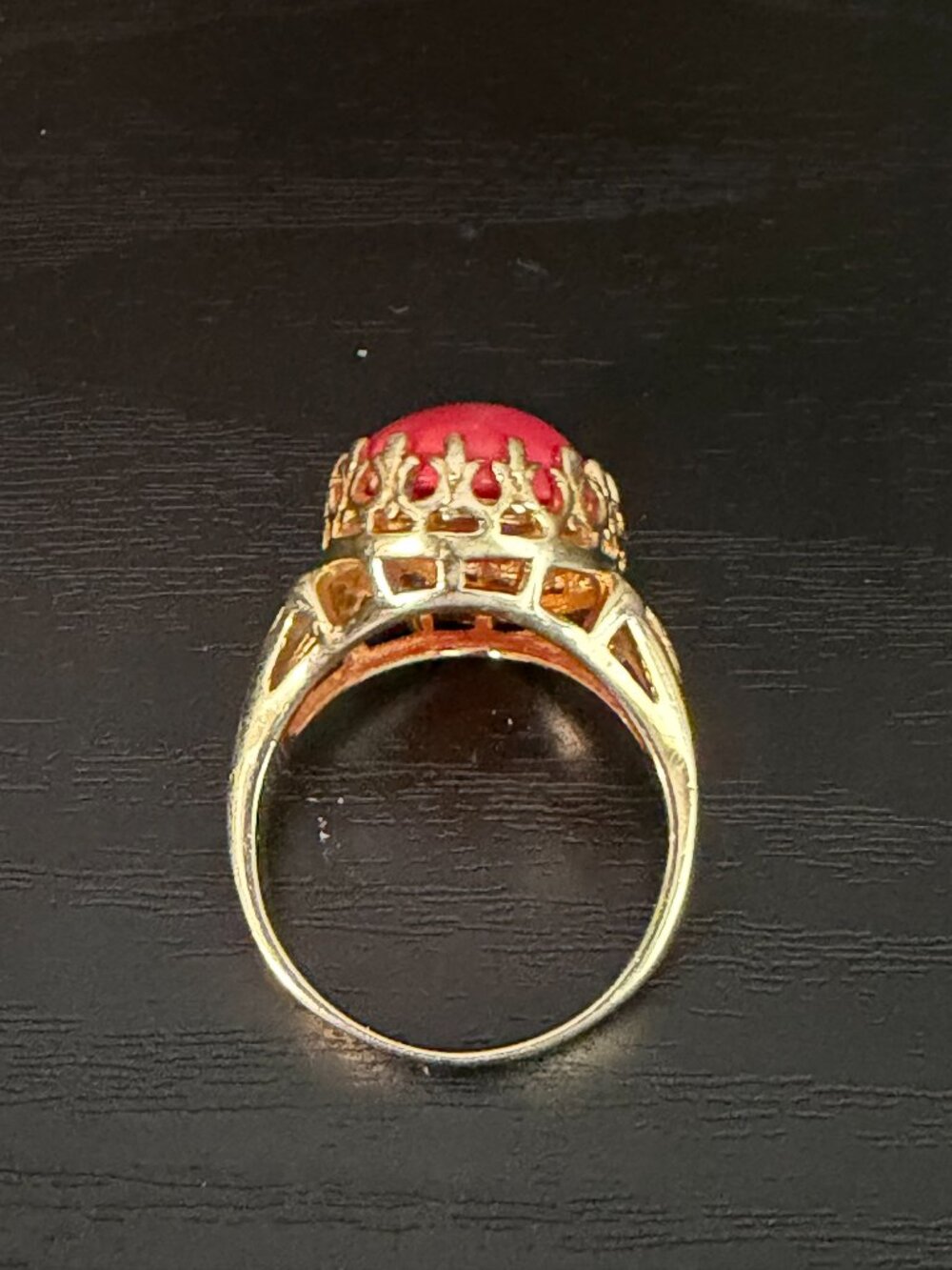 SETA Gold Coral Cocktail Ring - Picture 3 of 8